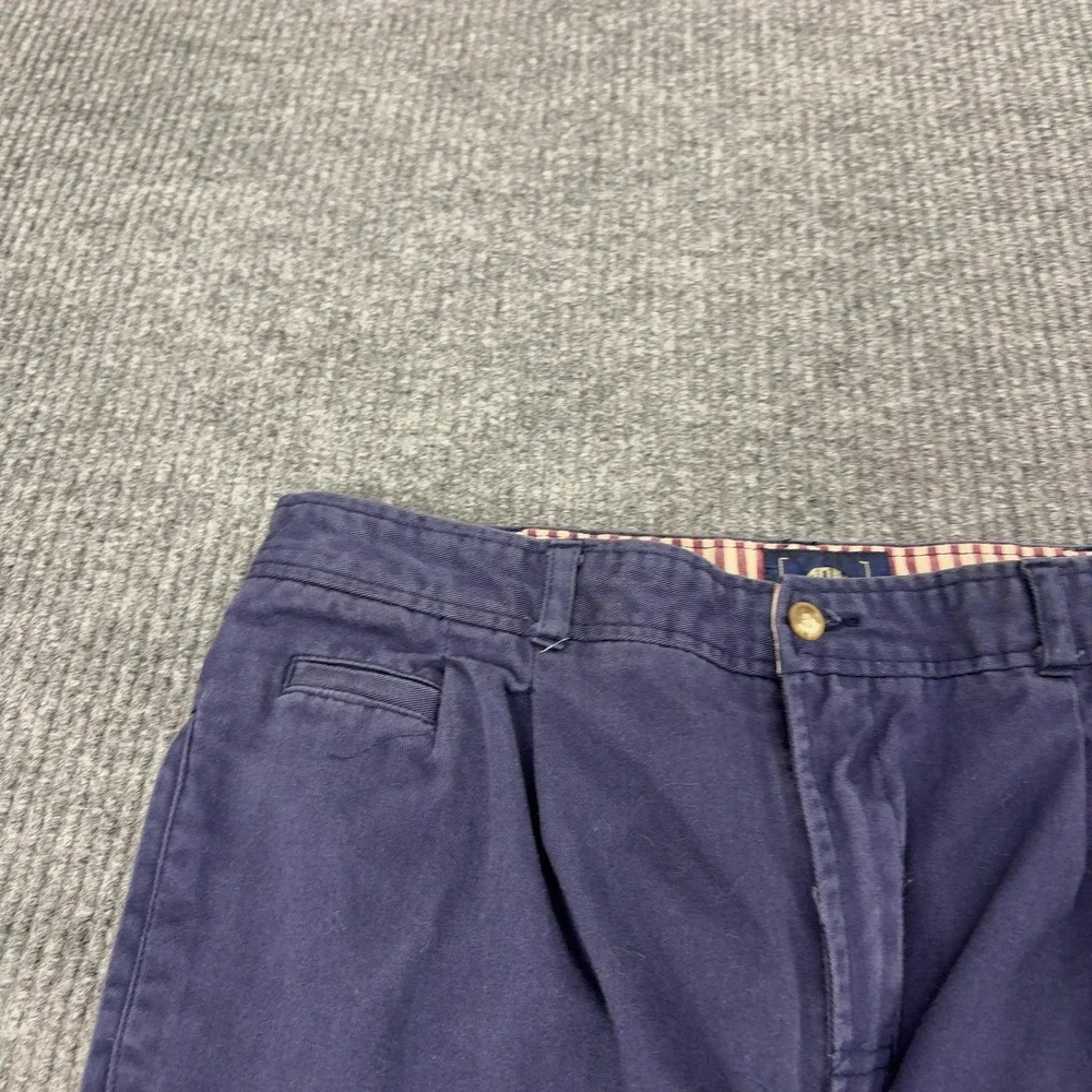 Vintage Bugle Boy Pants Men 34 Blue Cotton Pleated Chino Trousers Classic Casual